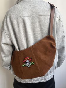 Original ICEWILL Mens Suede Crossbody Bag Western Style Commuter Casual Tote Bag Fashionable Versatile Cool And Handsome