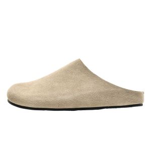 Mule Shoes Mens Clog Soft Wood Birkenstock Womens Summer Outdoor Half Slippers Thick Bottom Genuine Leather Lazy Slip-On