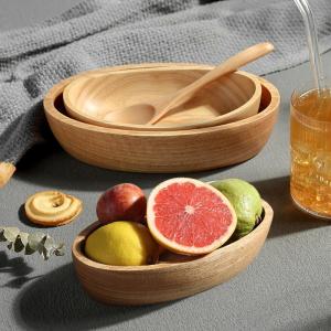 Japanese Style Boat-Shaped Wooden Bowl