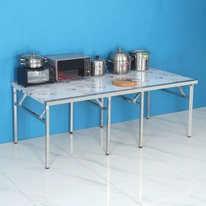 Stainless Steel Folding Table Square Table and Chair Portable Satchel Thickened Banquet Barbecue Car Outdoor Stall Table