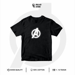 T shirt Kids Anak Laki laki Perempuan Avenger Reflektif  Nyala Katun Combad 30s Lengan pendek Premium