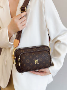 Elegant Floral Print Shoulder Bag for Women Versatile Crossbody Phone Bag Trendy Small Square Bag Polyester Lining Zipper Closure