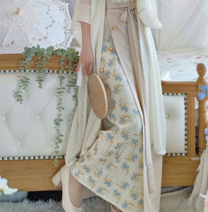 HanTing Ji [Floral] Improved Song Dynasty Womens Long Dry Temple Sling Hanfu Skirt Daily Versatile Summer Style Polyester Fiber
