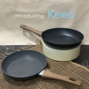 Keeo 20 cm Wajan Teflon Penggorengan Frypan Anti Lengket Marble Granit Abu Abu