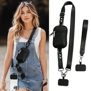 Adjustable Crossbody Phone Bag with Detachable Lanyard Multi-functional Phone Cases RFID Blocking Zipper Wallet for Cards Key ID