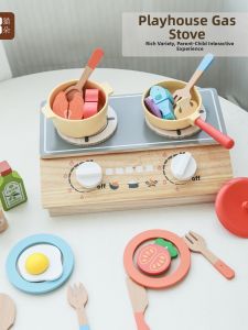 Miniature Wooden Kitchen Set Simulation