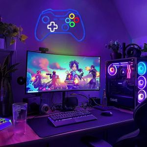Game Zone Neon Sign Gamepad Shaped LED Neon Sign for Gamer Room Decor Game On Neon Sign for Boys Home Decor 5V USB Powered