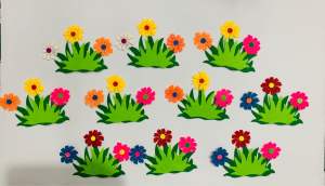 Set Bụi hoa cỏ vải nỉ trang trí mầm non (10 tấm/bộ)sáng tạo trang trí gócChân tường…