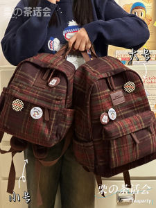 Retro Kẻ Caro Nữ Ba Lô Phong Cách Hàn Quốc Trường Trung Học Trung Học Trường Trung Học Sinh Viên Túi Đeo Vai Đôi Đa Năng Ba Lô Nhỏ
