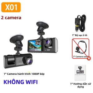 Camera Hành Trình 3 Camera 1080P Ghi Hình WiFi DVR Ô Tô Với 2 Ống Kính Trước & Sau Tầm Nhìn Ban Đêm Phụ Kiện Ô Tô Cảm Biến G Giám Sát Đỗ Xe