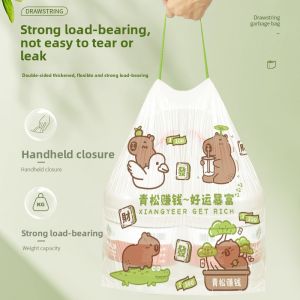 MONLEYTA | Extra Thick Drawstring Trash Bags Kitchen Special Plastic Handheld Bathroom Thickened Home Cleaning Bags Tear Resistant 100pcs