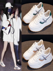 WANGGONGZHU | รองเท้าผ้าใบลำลองผู้หญิงหนังแท้ พื้นนุ่ม ส้นแบน สไตล์ฤดูใบไม้ผลิและฤดูใบไม้ร่วง รองเท้ากีฬาแฟชั่นสำหรับผู้หญิง รองเท้าผ้าใบลำลองแบบสวมหัวกลม