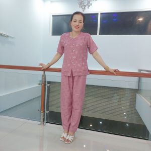 Đồ Bộ Trung Niên Bộ Bà Ba Tay Ngắn Vải Gấm Mềm Mịn mát 5 SIZE :35_70 kg