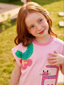PPTOWN | Cute Loose Print Short Sleeve T-Shirt for Girls