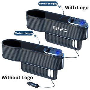 BYD Car Seat Gap Filler Organizer Front Seat Console Side Pocket With Charger Wireless Charging For BYD Atto 3 Atto 4 Yuan plus Seal Tang Qin E3 E2 S1 Dolphin Han EV