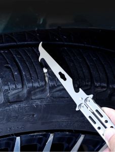 Foldable Tire Cleaning Hook Screwdriver Accessory Motor Tire Stone Cleaner Stone Remover Tire Cleaning Tool Tire Repair Tools