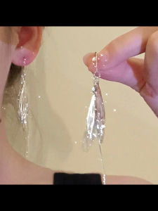 Elegant Long Silver Feather Tassel Earrings for Oval And round Faces New 2025 Luxury Sensation Fashion Jewelry Accessories