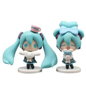 Bandai | Hatsune Miku Anime Figurine Holding Cinnamoroll Bean Eyed Kawaii Tabletop Decorations Action Figures Doll Model Children Gift
