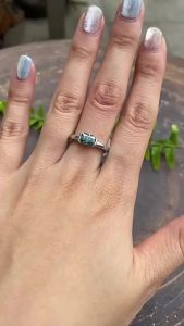 Pretty Beauty Green Blue Moissanite Engagement Ring for Women 925 Sterling Silver Emerald Cut 1CT Promise Ring Fine Jewelry Gift