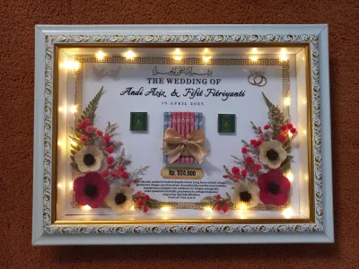 BINGKAI MAHAR 3D RUSTIC LIST GOLD KLOBOT/ BINGKAI HANTARAN PERNIKAHAN / FRAME MAHAR SIMBOLIS PERNIKAHAN/ FRAME 3D CUSTOM SEHARI BERES