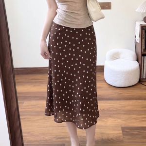 SHIMANQING | Café Polka Dot Summer High Waist Half Skirt