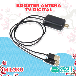 Miloku Penguat Sinyal Antena TV Digital Indoor Outdoor DVB-T2 Receiver Amplifier Signal Booster 4K HD Televisi Dalam Luar Ruangan Kabel Jack USB UHF
