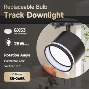 CANMEIJIA Replaceable Track Light 3 Colors Aluminum Spotlight with 9W  GX53 Bulb Ceiling Light Tricolor Downlight Rail Track Lamp for Bedroom Living Room Restaurant Bar Lighting