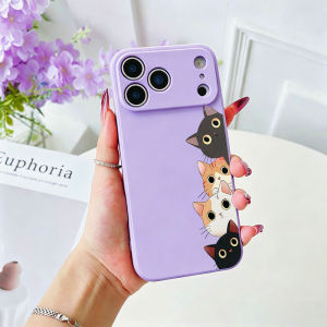 Matte Soft TPU Phone Case For iPhone 11 12 13 14 15 16 17 18 Pro XS Max X XR 6 7 8 Plus Mini Air 17e 16e Cartoon Cat Print Cover