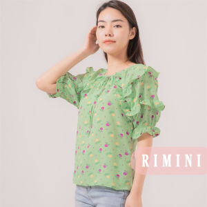 RIMINI - Atasan Wanita Blouse Non Formal Lengan Pendek Bunga-Bunga Kekinian XS-XXXL - Fritz Top 85586
