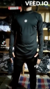 DE - Set Baju Manset Legging Panjang Pria Celana Pendek Olahraga Lari Gym Fitness Jogging Baju Anti UV