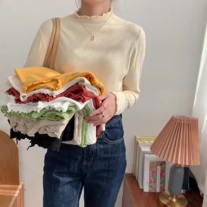 AOSSVIAO Áo Len Chui Đầu Dài Tay Dành Cho Nữ Áo Len Dệt Kim Co Giãn Xếp Nếp Cơ Bản Màu Trơn Thời Trang Giản Dị Mùa Đông Hàng Đầu