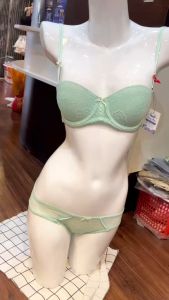 Bộ đồ lót AG cúp ngang ren hoa mút vừa quần nguyên mông gợi cảm