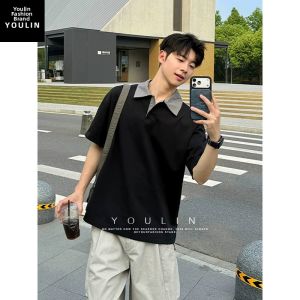 YOULIN | Gingham Placket Polo Collar Summer Short Sleeve T-shirt