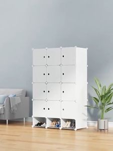 Wardrobe Closet Heavy Duty Clothes Storage Cabinet Cabinet Screwless Steel Frame Clothes Wardrobe Clothes Stackable Cabinet With Hanger Simple Assembly