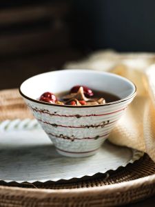 Ceramic Soup Bowl Set Japanese Style Dip Bowl Home Use Simple Design Glazed under Color Process Suitable for Everyone