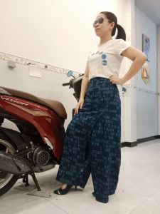 Váy xẻ tà jean bông wash mềm