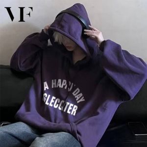 VFASION เสื้อกันหนาว เสื้อฮู้ด ทรงโอเวอร์ไซน์ ใส่สบายๆ พิมพ์ลาย สไตล์เกาหลี ไซซ์ M-5XL 4 สี