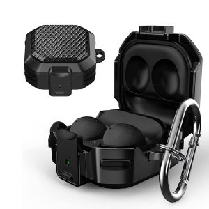 ZUZG【with Anti-Drop Lock】for Samsung Galaxy Buds 2 Pro/Buds Pro/Buds Live/Buds 2 Case Cover/Galaxy Buds FE (2023 Military Carbon Fiber Pattern case with Keychain/Zipper