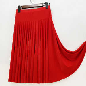 Spring Summer Square Dance Clothing Skirt Large Swing Dancing Mid-Length Half Skirt Middle-Aged And Elderly Womens Pleated Skirt
