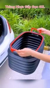 Thùng đựng đồ lò xo để cốp sau ô tô dạng co giãn 40l có thể gập gọn thiết kế đa năng tiện ích