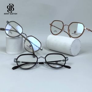 Berrybarton Kacamata Bulat Anti Radiasi Blueray Photocromic Kacamata Minus Bahan Metal PC Pria Wanita K0065