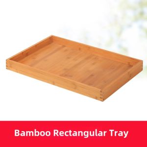 Wooden Bamboo Tray Display Stand Chicken Fry Snack Serving Plate Chinese Style Ceramic Painting Adult Rectangular Handmade Tray