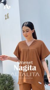Altalita - Baju Tidur Wanita Pendek Cringkle Airflow Premium Setelan Piyama Polos Jumbo One Set Celana Pendek Kekinian