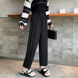 High Waist Casual Pants Womens Style Spring Autumn plus Size Slimming Trendy Korean Version Pocket Detail Soft Comfortable Fabric