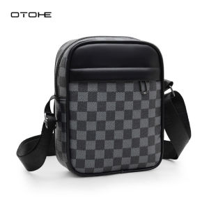 OTOHE Men Bags Mens Shoulder Bag Cross Body Bag Fashion Waterproof Shoulder Bags Large Capacity PU Checkerboard Business Bag Casual Sport Street Bag for Travel Outdoor