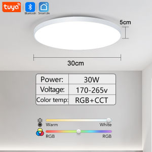MARPOU Smart LED Ceiling Lamp Tuya APP Remote Control Dimmable Indoor Home RGB Round Light for Bedroom Living Room Ambient Light