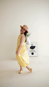 OLIVIA SET 3-12 TAHUN SETELAN ANAK PEREMPUAN POLOS KATUN LINEN