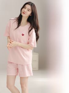 MiiOW | Pure Cotton Sleepwear Three-Piece Set With Chest Pad Womens Short Sleeve Summer Outfit MiiOW Cat Person Comfortable Home Clothes