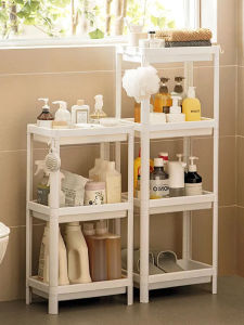 Bathroom Floor Standing Storage Rack Toilet Washing Basin Gap Shelf Bathroom Vanity Countertop Face Bowl Organizer Holder