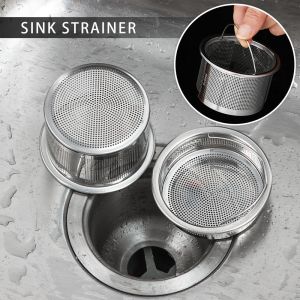 Kitchen Stainless Steel Sink Strainer Drain Cover Basin Filter Basket Waste Mesh with Handle Anti-clog Strainer Drain Accessories